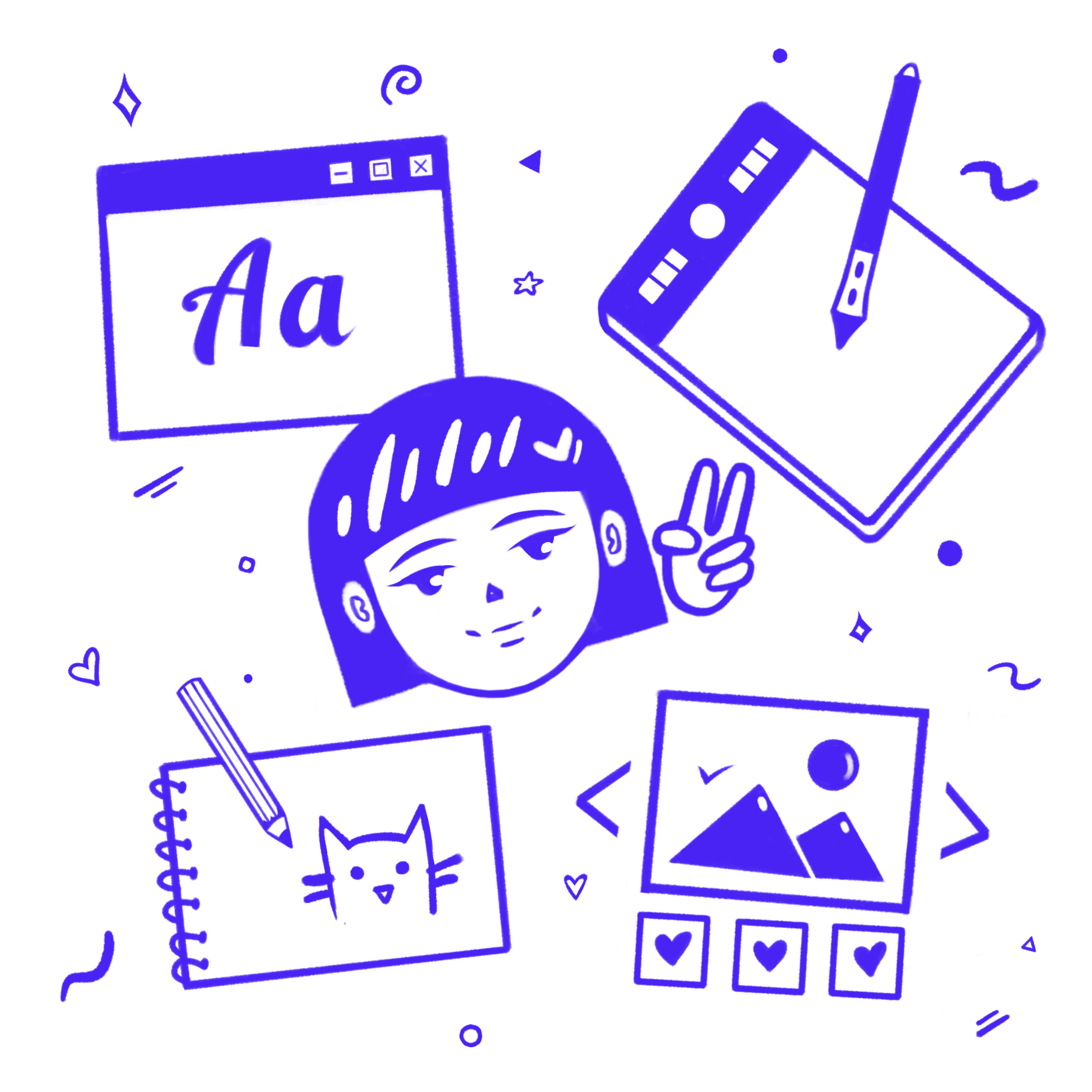 Illustration of a designer at a computer