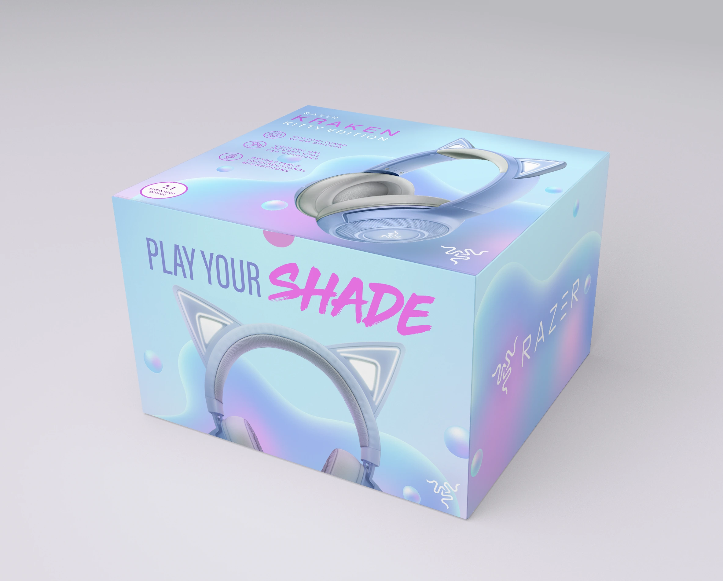 Pastel gradient Razer Kraken Kitty packaging concept
